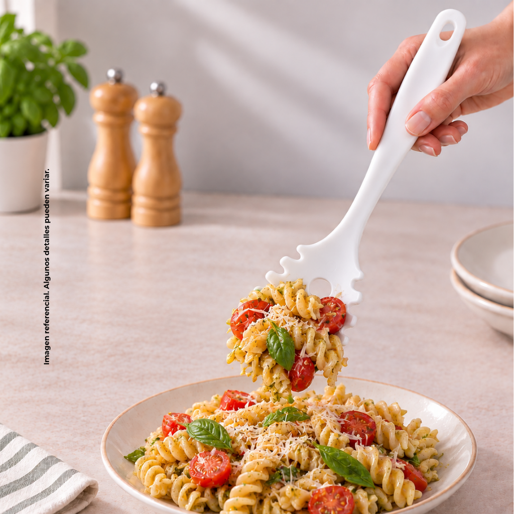 Cuchara, para pasta, Plástico, Blanco, 30 cm, kitchen Jum