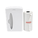 Dispensador de bolsas con clip para ajuste, plastico, 5 x 7.6 x 3.2 cm . Incluye 15 bolsas, Blanco