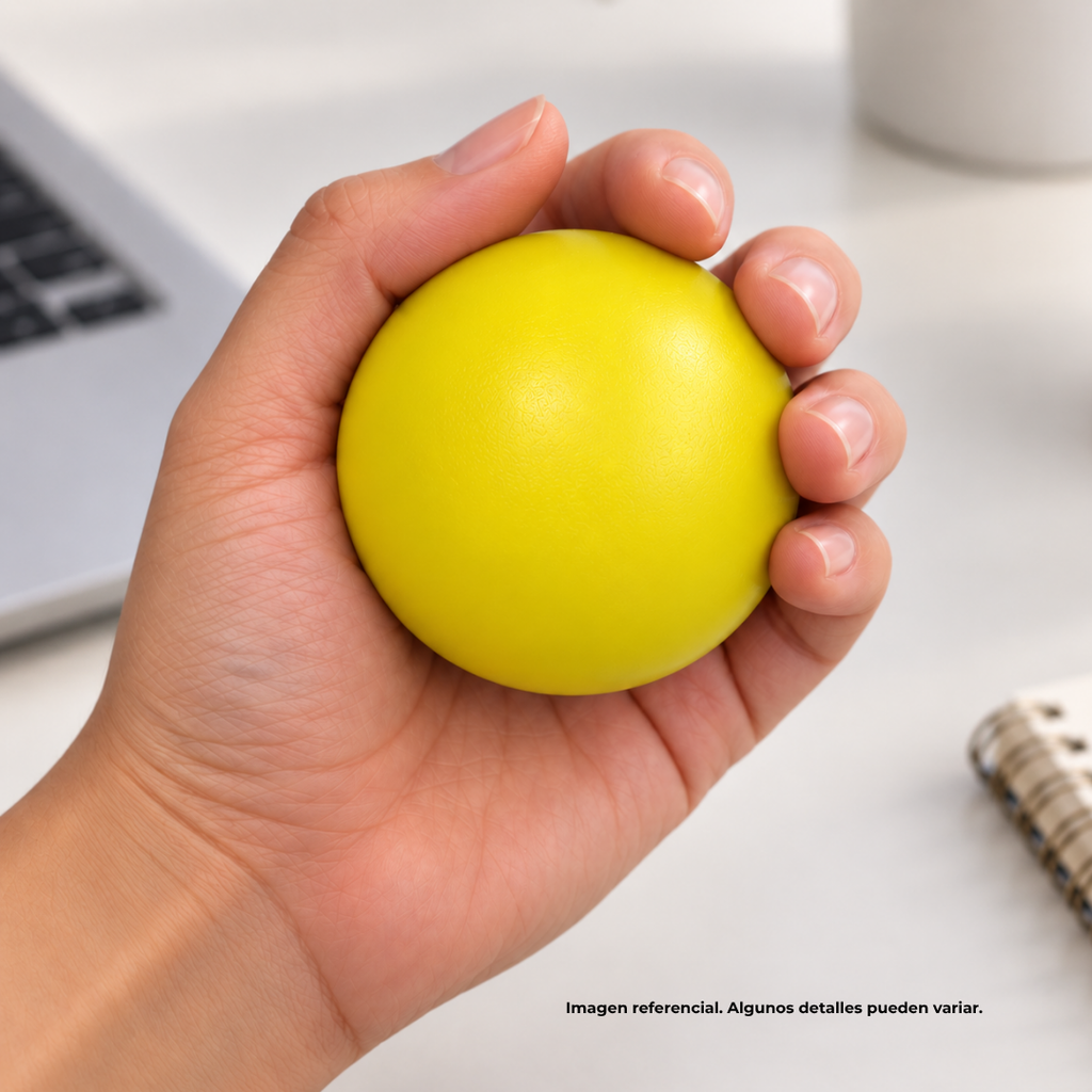 antiestres, poliuretano, amarillo, 6.3 centimetros, pelota