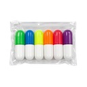 Resaltador plástico colores 11*7.5*1.7 cm bolsa transparente ziploc con 6 pcs forma de píldora