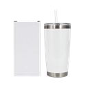VASO, ACERO INOXIDABLE, BLANCO, 20 ONZAS, térmico doble pared con tapa plástica sello de silicón para sublimar