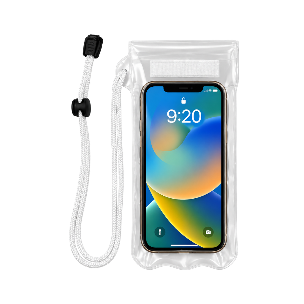 bolsa, tela impermeable, blanco, para celular , documentos sello zipioc y velcro