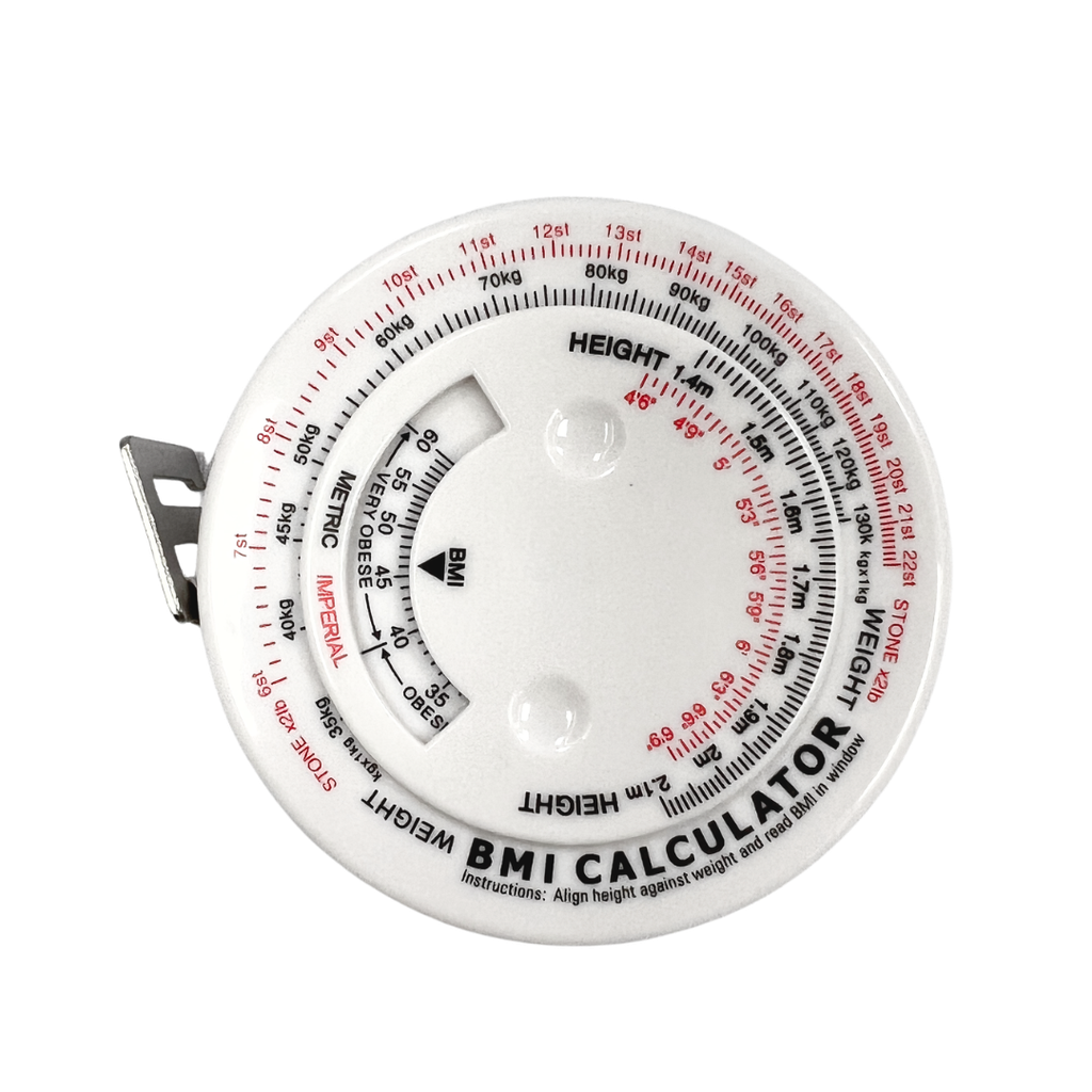 Cinta Metrica, Plástico, Blanco, 1.5 M , Calculadora Bmi