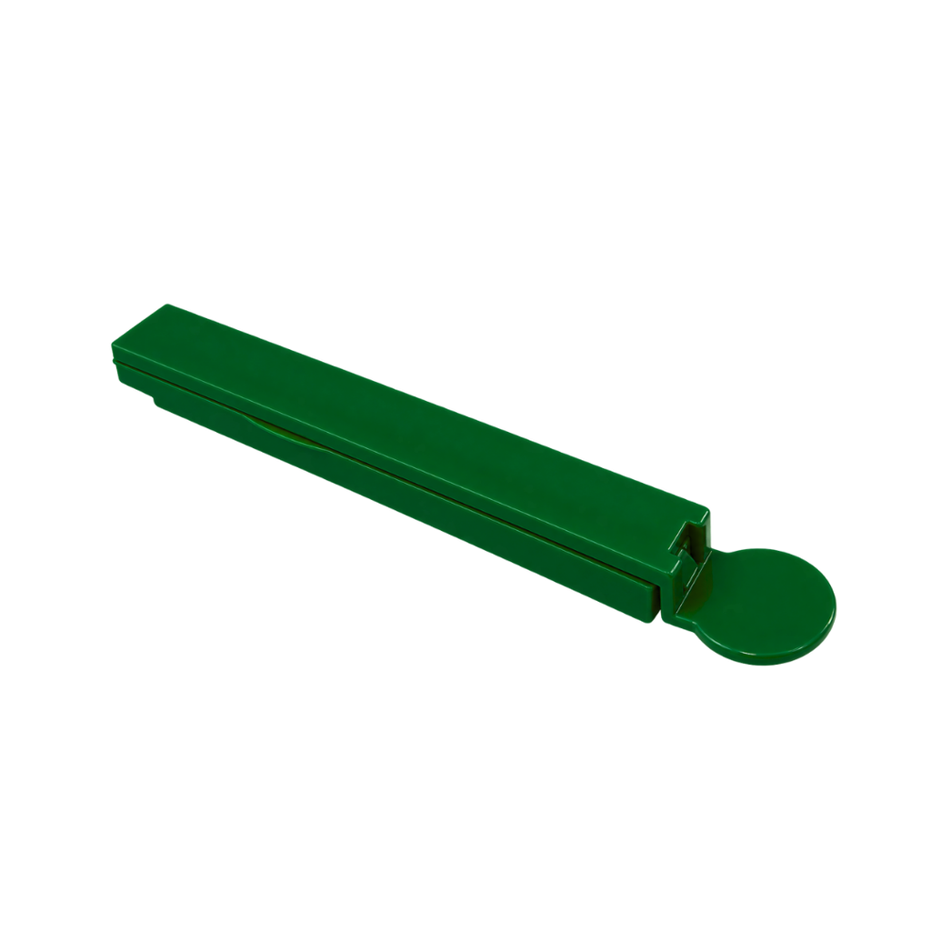Clip, Plástico, Verde, 14 cm, para bolsa 26 cm abierto