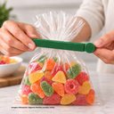 Clip, Plástico, Verde, 14 cm, para bolsa 26 cm abierto