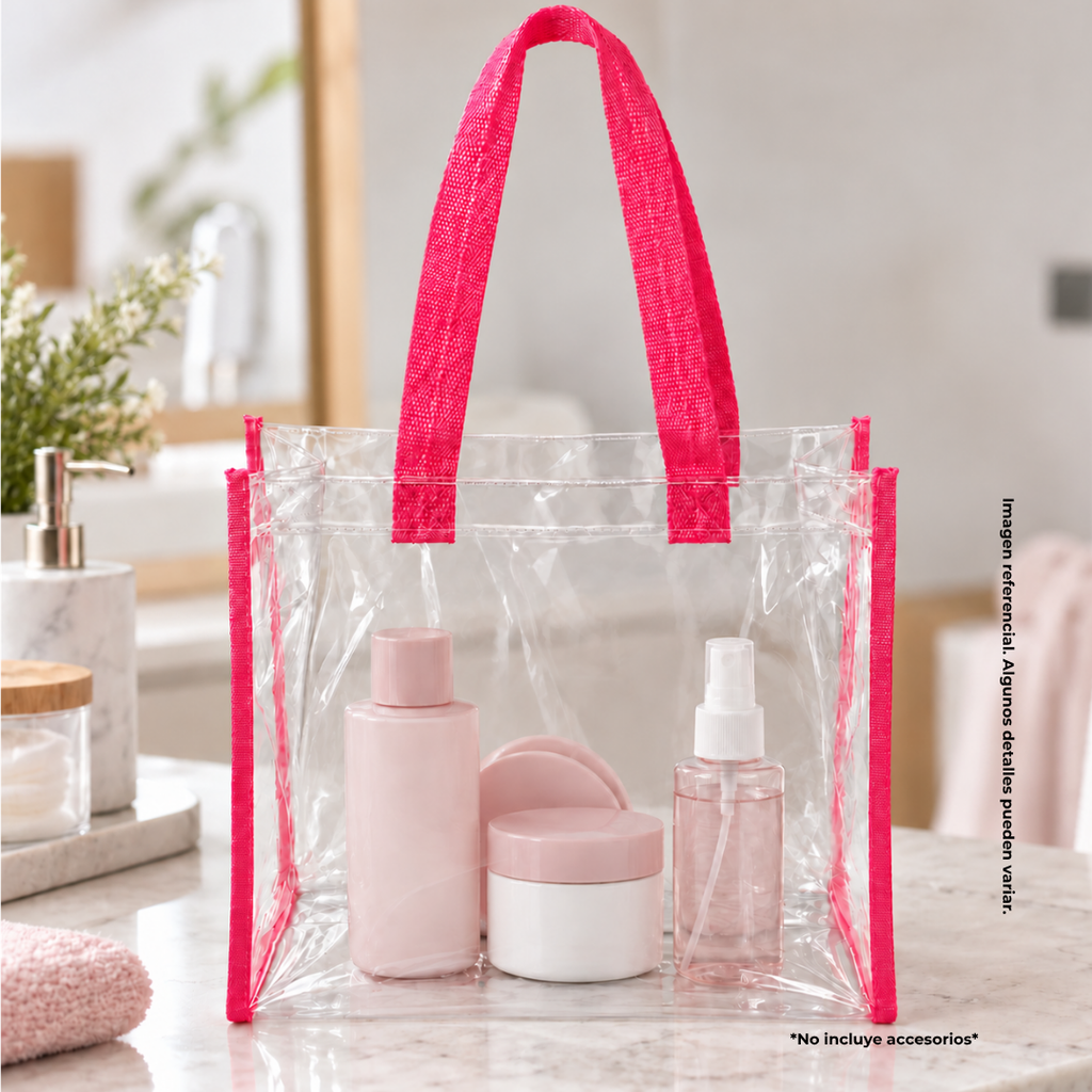 Bolsa Pvc Rosado 30.5*30.5*15.2 Cm Cuerpo Transparente