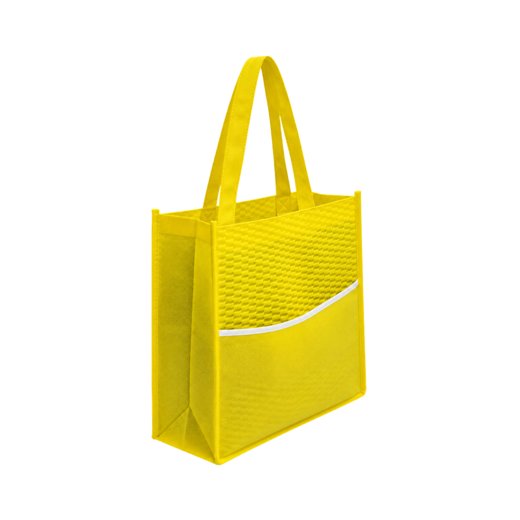 bolsa, tela ecológica, amarillo, 38*32*10cm centimetros, con bolsa delantera