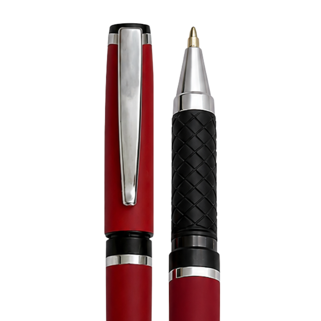 lapiceros, plástico, rojo, 14.5 cm siliconeado , con touch y tinta gel