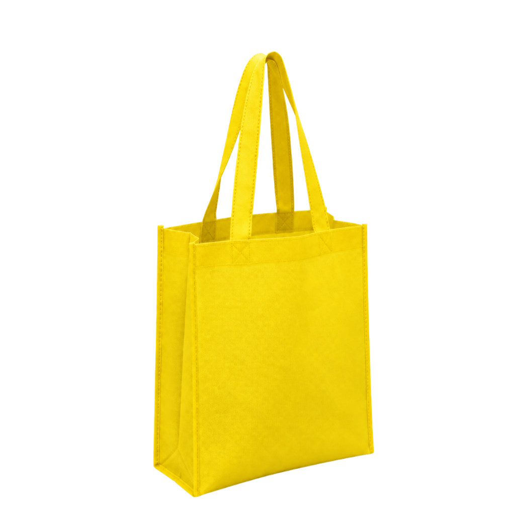 bolsa, tela ecológica, amarillo, 40*35*12 centimetros, con fuelle cosida