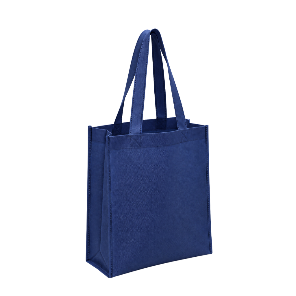 bolsa, tela ecológica, azul marino, 40*35*12 centimetros, con fuelle cosida