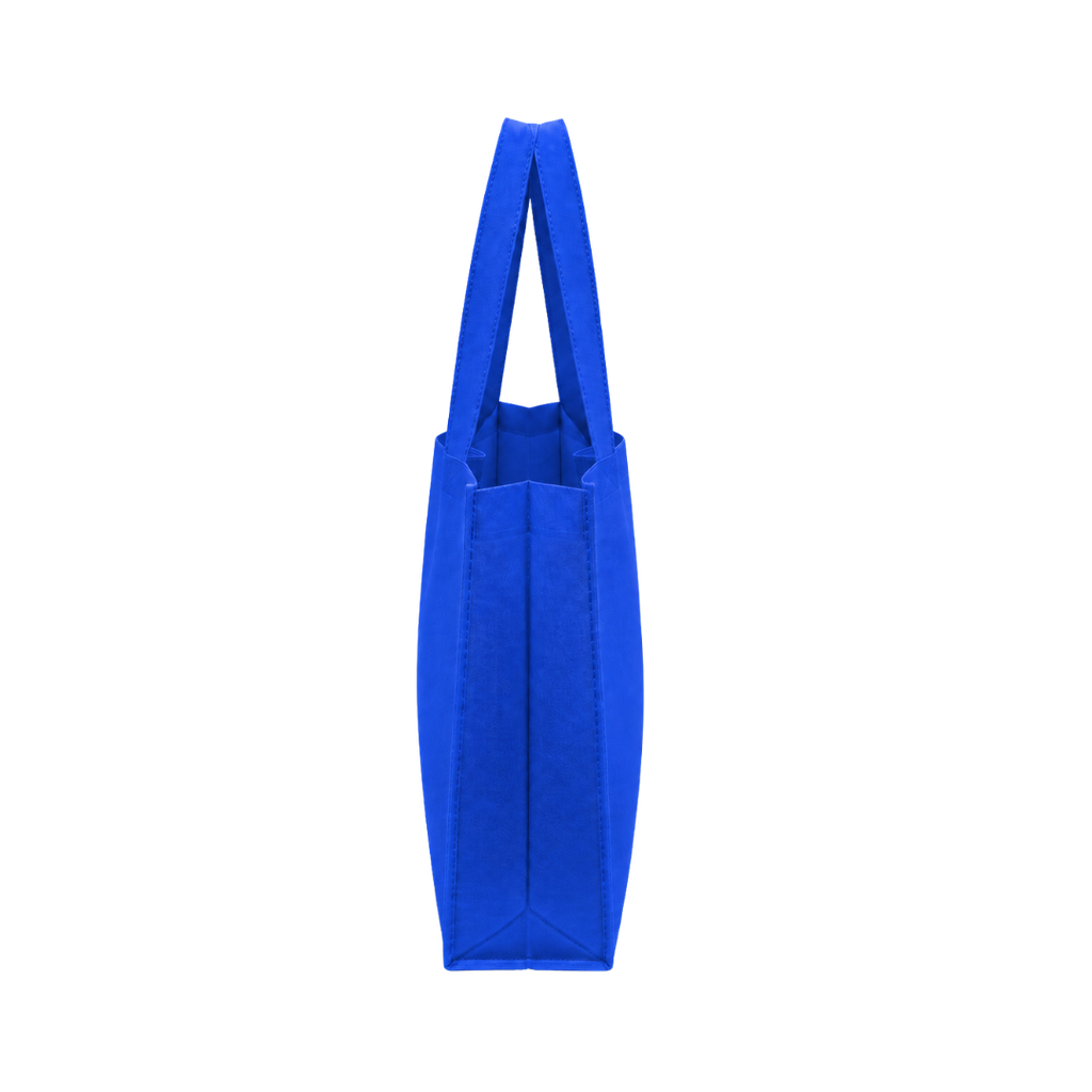 bolsa, tela ecológica, azul reflex, 40*35*12 centimetros, con fuelle cosida