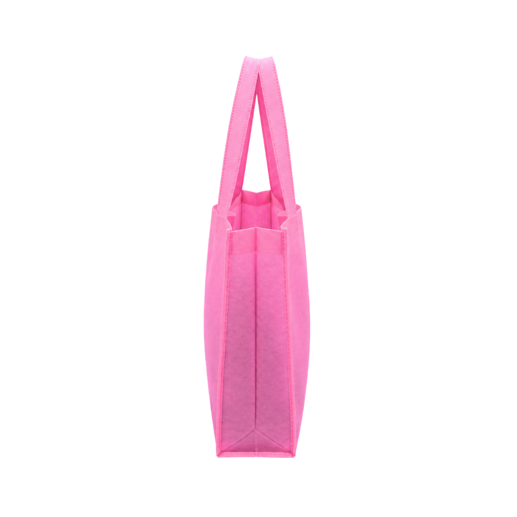 bolsa, tela ecológica, rosado, 40*35*12 centimetros, con fuelle cosida