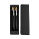 Lapicero, aluminio, negro, Inked Set de 2 pcs botón de bambú en caja