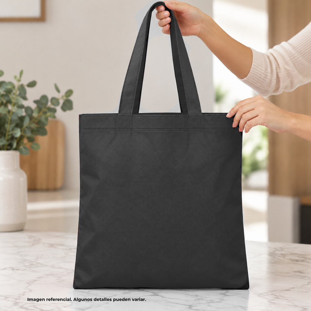 bolsa, tela ecológica, negro, 80 gsm  40*35 centimetros, plana sin fuelle cosida