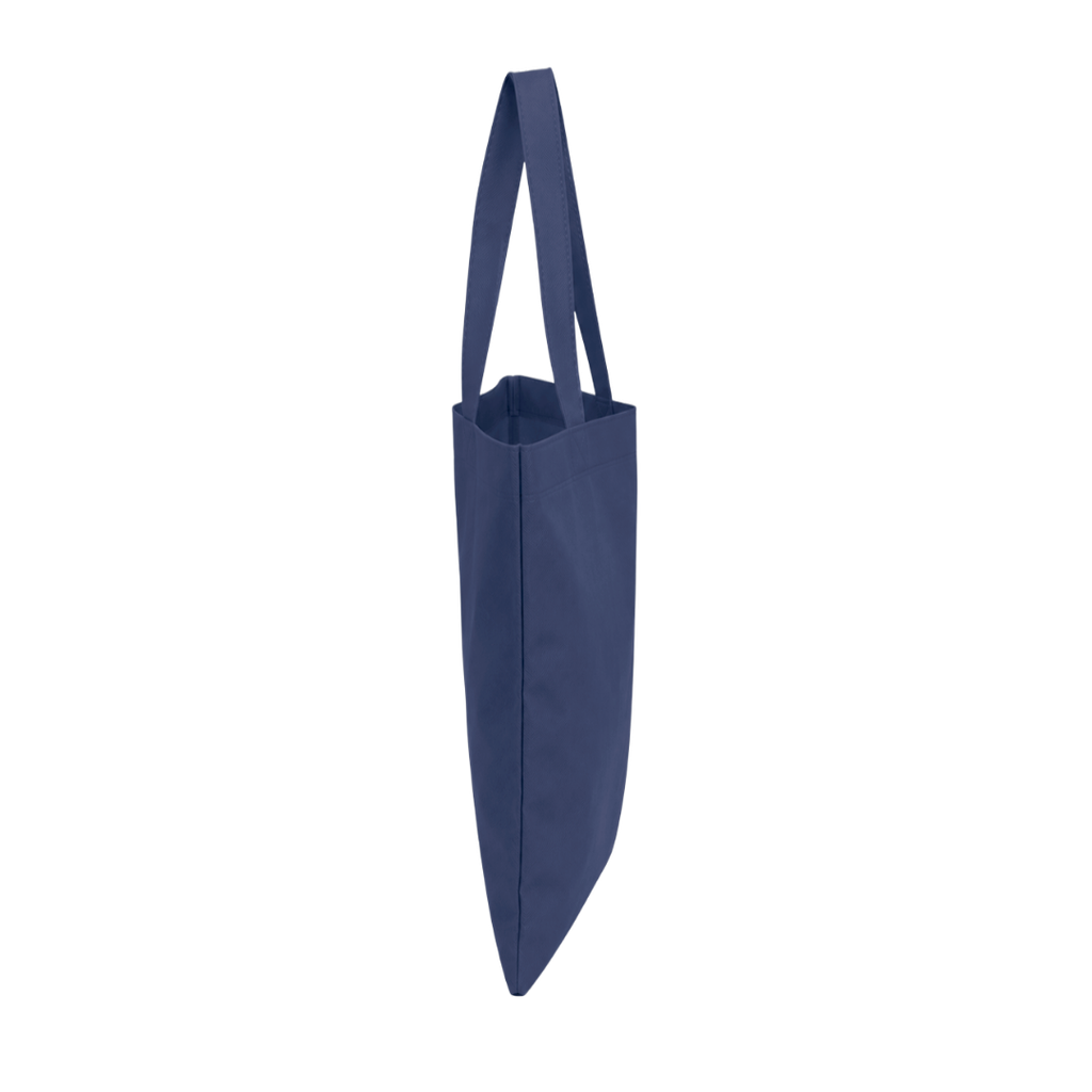 bolsa, tela ecológica, azul oscuro, 80gsm 40*35 centimetros, plana sin fuelle cosida