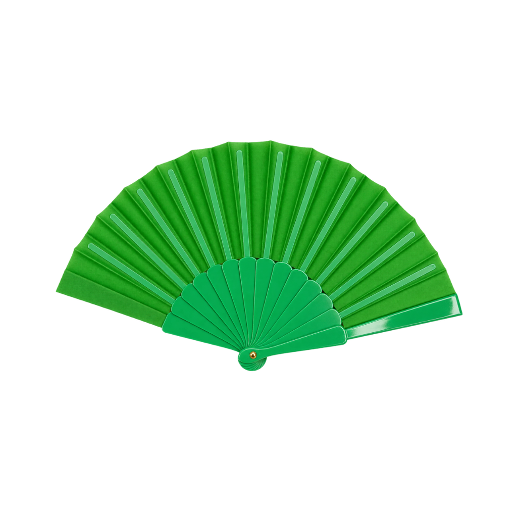 ABANICO, PLÁSTICO, VERDE, 42*23 cm, TRADICIONAL DE MANO