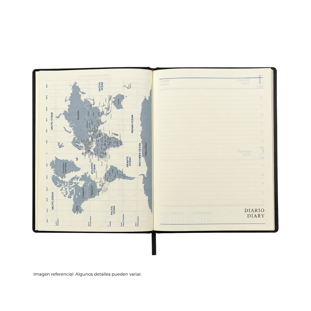AGENDAS, PU, NEGRO, 16,8*23,5 cm, Ejecutiva Byside 2027  con orilla dorada
