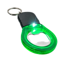 llaveros, plástico, verde, 8.4*4.5*1.2cm centimetros, con destapador y luz