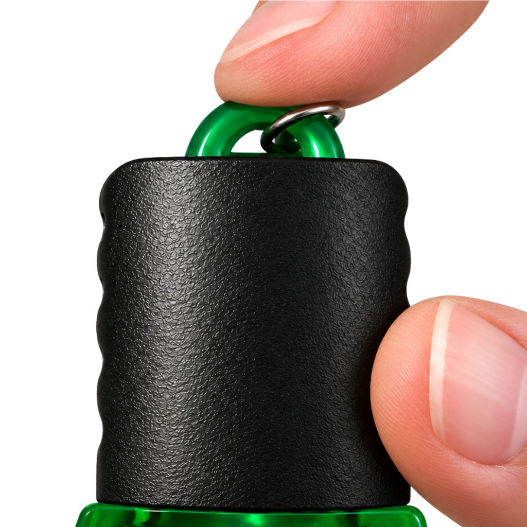 llaveros, plástico, verde, 8.4*4.5*1.2cm centimetros, con destapador y luz