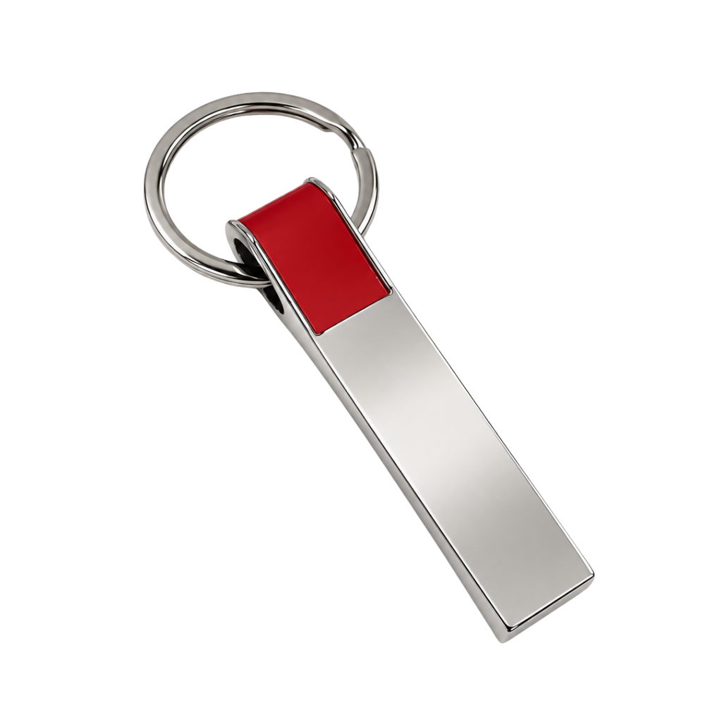 llaveros, aleación de metal, rojo, 1.4*6.4 centimetros, rectangular con cuerpo plateado