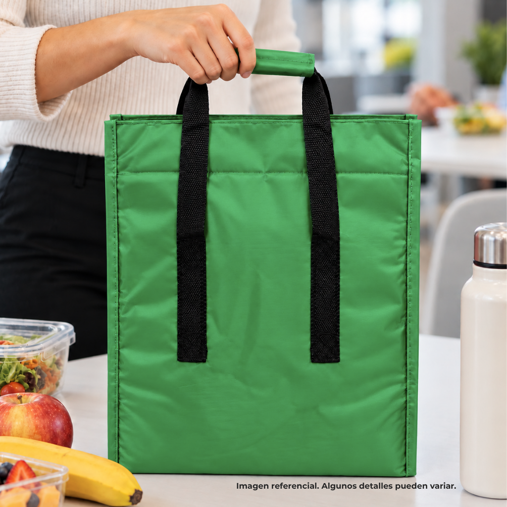 bolsa, oxford, verde, 17*13*9.5 pulgadas, termica pvc con cierre velcro