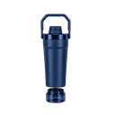SHAKER, ACERO INOXIDABLE, AZUL OSCURO, 600 ml, doble pared 26.3*7.4*6.4cm con compartimiento inferior para proteina, leche en polvo u otros y tapón tipo rosca