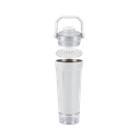 SHAKER, ACERO INOXIDABLE, BLANCO, 600 ml, doble pared 26.3*7.4*6.4cm con compartimiento inferior para proteina, leche en polvo u otros y tapón tipo rosca