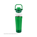SHAKER, ACERO INOXIDABLE, VERDE, 600 ml, doble pared 26.3*7.4*6.4cm con compartimiento inferior para proteina, leche en polvo u otros y tapón tipo rosca