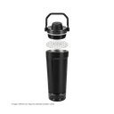 SHAKER, ACERO INOXIDABLE, NEGRO, 600 ml, doble pared 26.3*7.4*6.4cm con compartimiento inferior para proteina, leche en polvo u otros y tapón tipo rosca