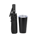 SET EJECUTIVO, ACERO INOXIDABLE, NEGRO, 600 ml, 2 pcs: vaso doble pared Quad y sombrilla automática