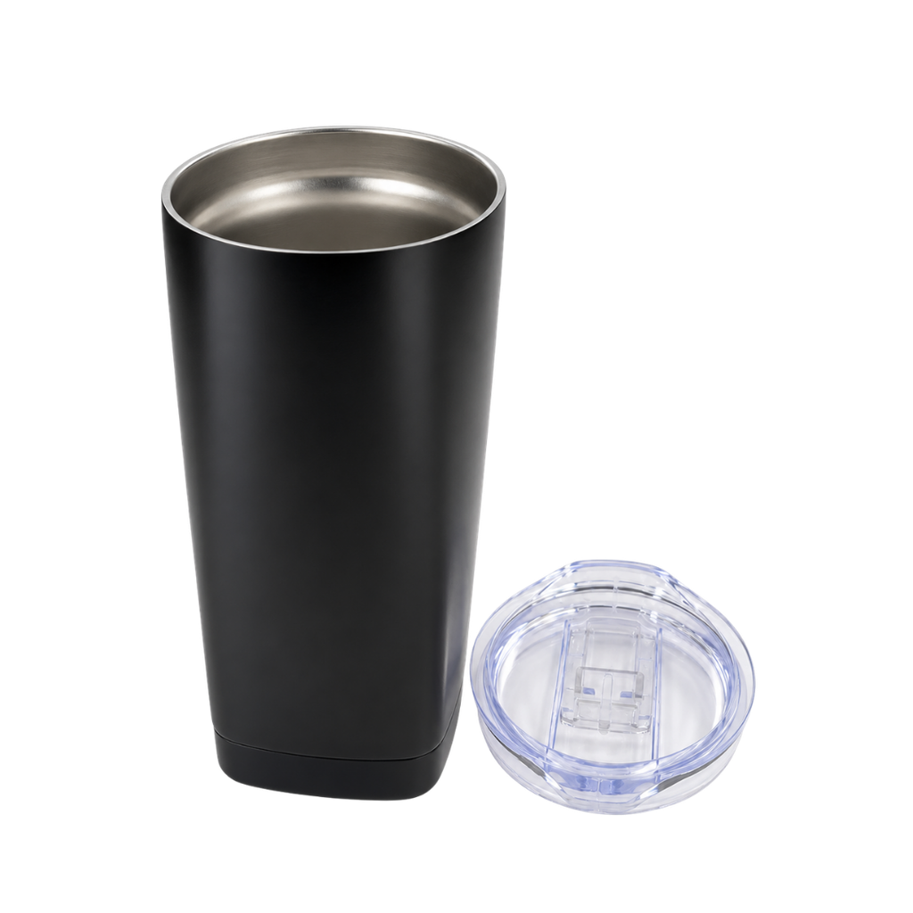 SET EJECUTIVO, ACERO INOXIDABLE, NEGRO, 600 ml, 2 pcs: vaso doble pared Quad y sombrilla automática