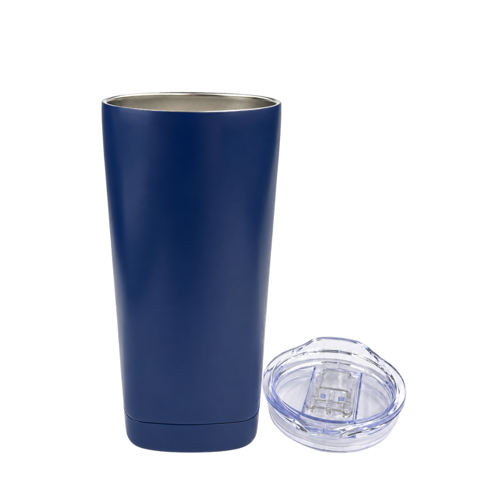SET EJECUTIVO, ACERO INOXIDABLE, AZUL OSCURO, 600 ml, 2 pcs: vaso doble pared Quad y sombrilla automática