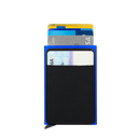 TARJETERO, METAL, AZUL, 9.5*6.5*0.8 cm, automático con portatarjetas