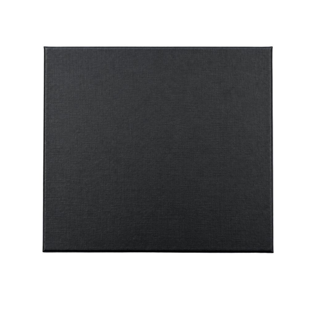 LIBRETA, CARTÓN, AZUL OSCURO, 14,8 x 21 cm, con orilla de bambú y lapicero de acero inoxidable en caja negra de regalo