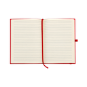LIBRETA, CARTÓN, ROJO, 14,8 x 21 cm, con orilla de bambú y lapicero de acero inoxidable en caja negra de regalo