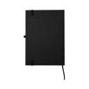 LIBRETA, CARTÓN, NEGRO, 14,8 x 21 cm, con orilla de bambú y lapicero de acero inoxidable en caja negra de regalo