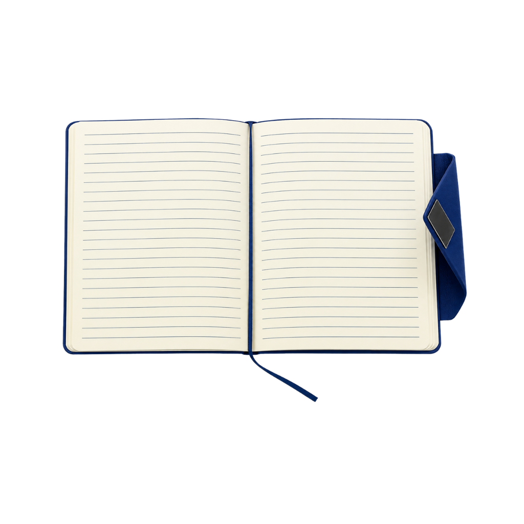 LIBRETA, PU, AZUL OSCURO, 14,8 x 21 cm, Dosier 80 hojas de 70 g. a líneas