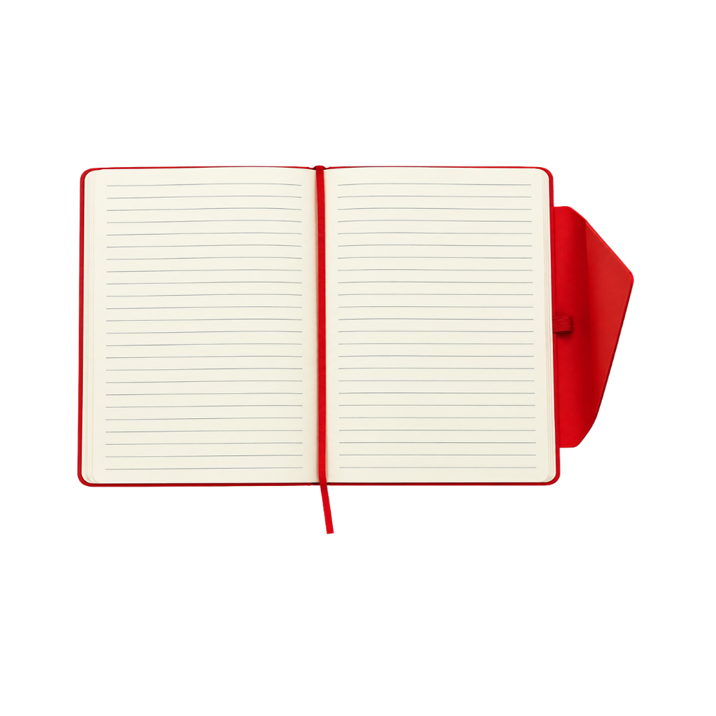 LIBRETA, PU, ROJO, 14,8 x 21 cm, Dosier 80 hojas de 70 g. a líneas