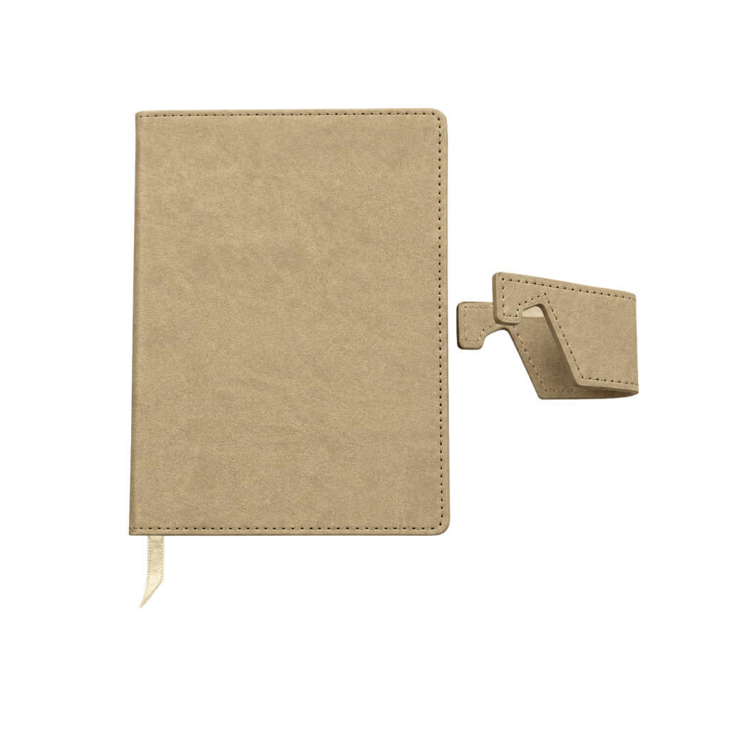 LIBRETA, PU, BEIGE, 14.3*21 cm, cierre magnético removible para posacelular,  hojas de líneas