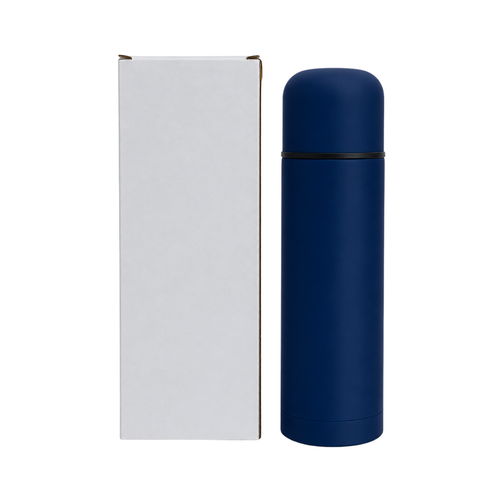 Termo acero inoxidable azul oscuro mate 470 ml bala doble pared