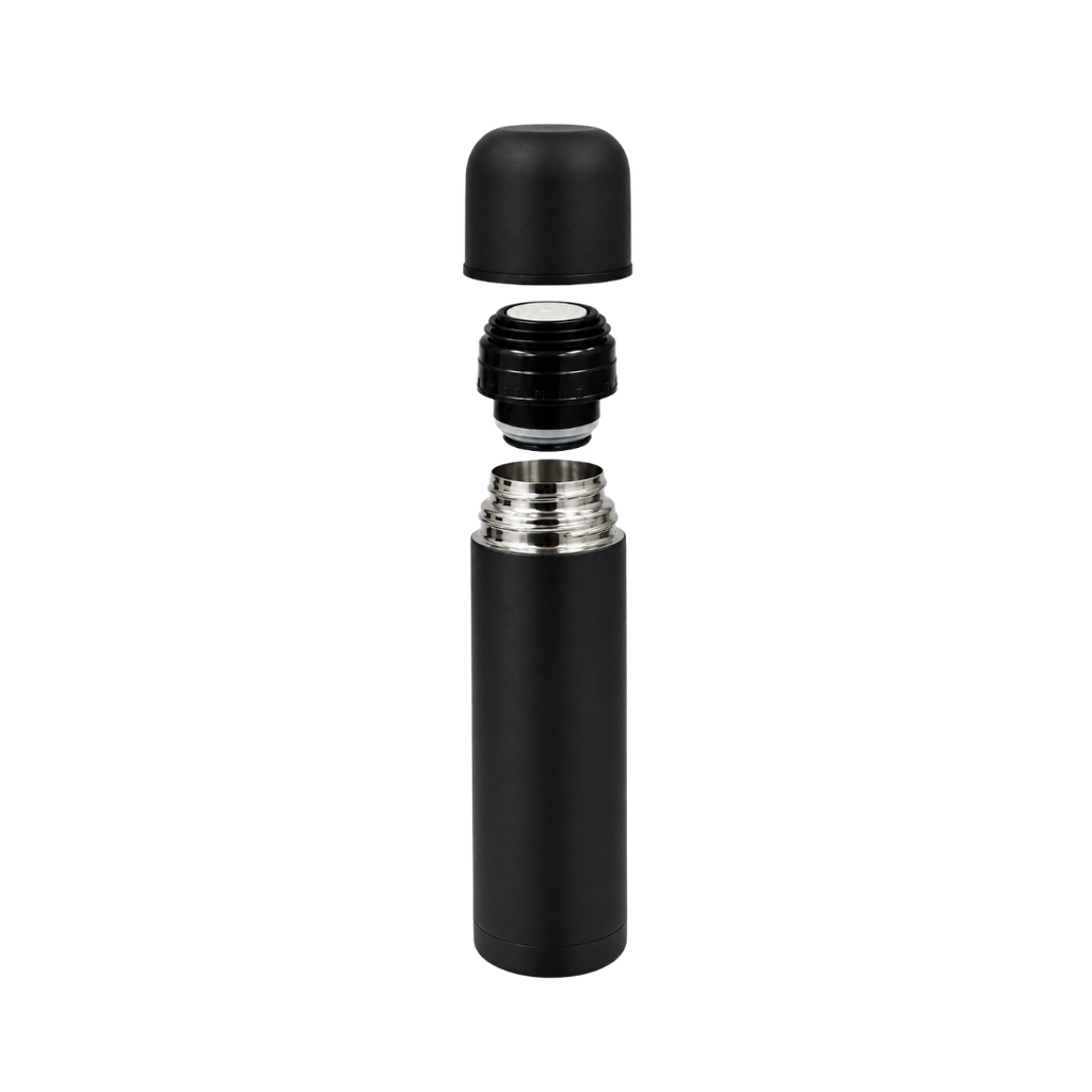 Termo acero inoxidable negro mate 470 ml bala doble pared