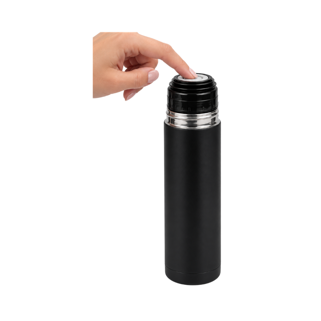 Termo acero inoxidable negro mate 470 ml bala doble pared