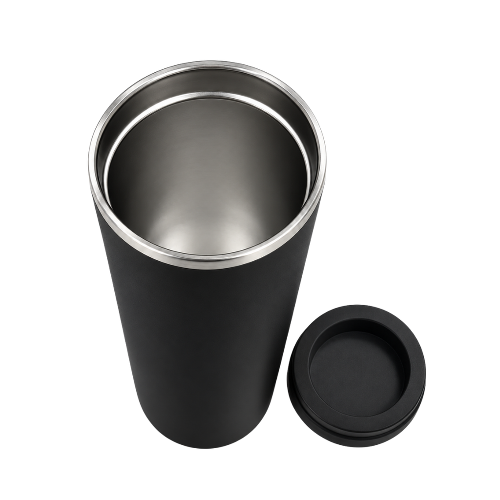 Termo, acero inoxidable, negro, 550ml, Sutra doble pared con anillo magnético para celular