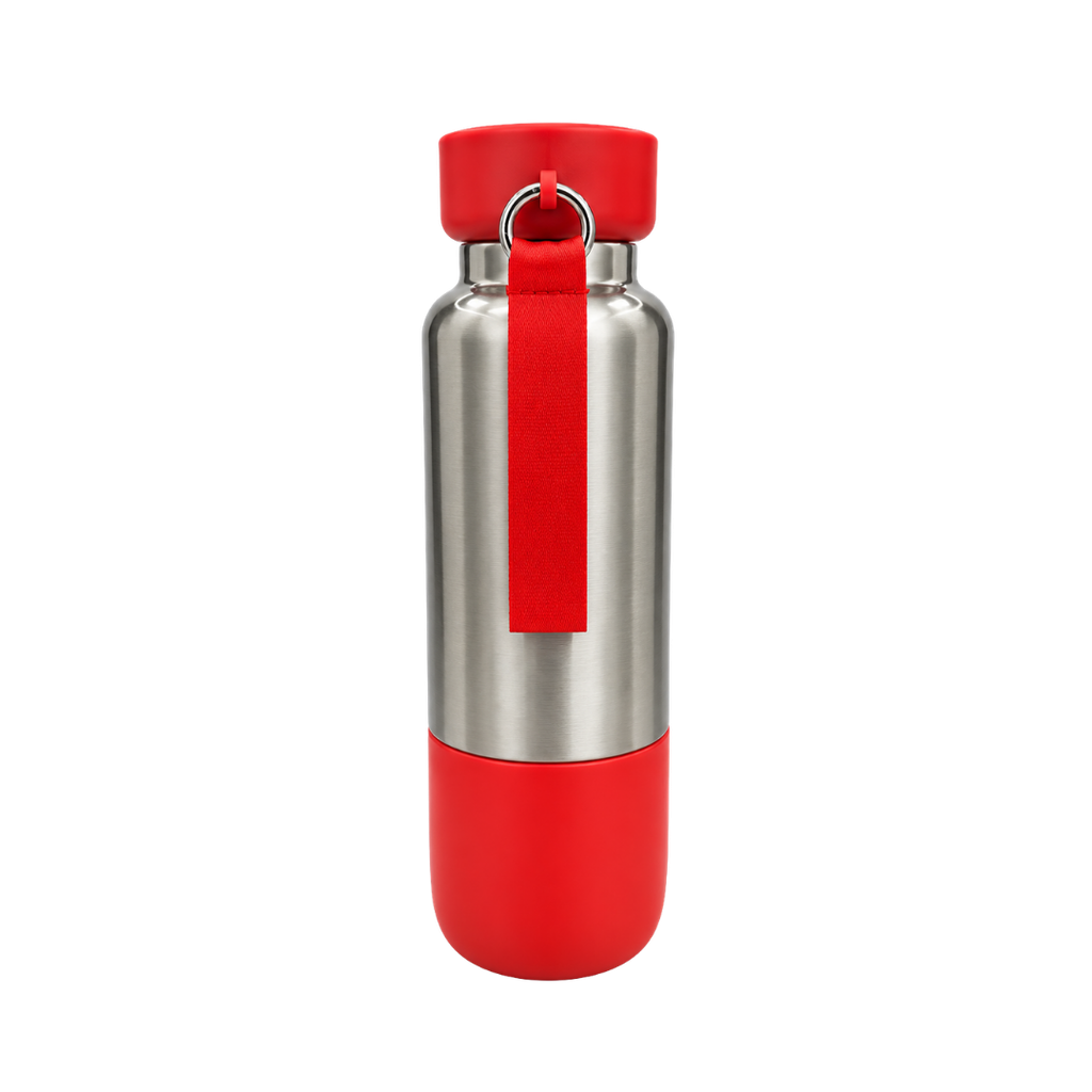 Termo acero inoxidable rojo 500 ml Warrior con pastillero cinta y taza base plástica