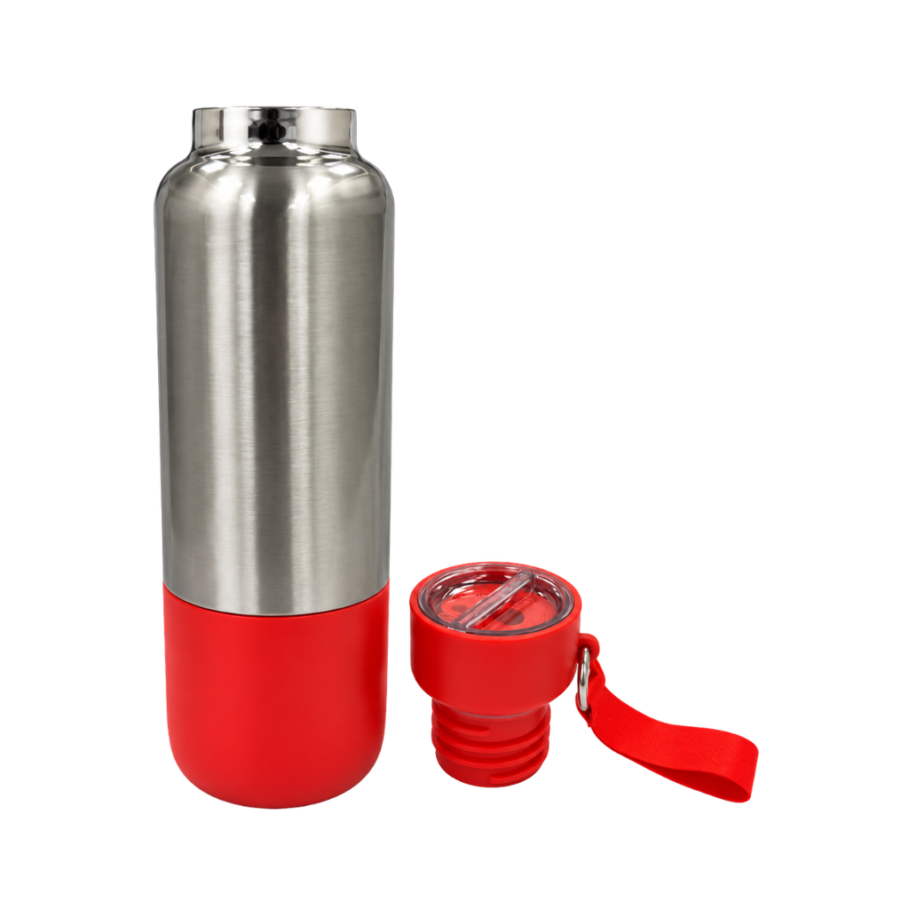 Termo acero inoxidable rojo 500 ml Warrior con pastillero cinta y taza base plástica