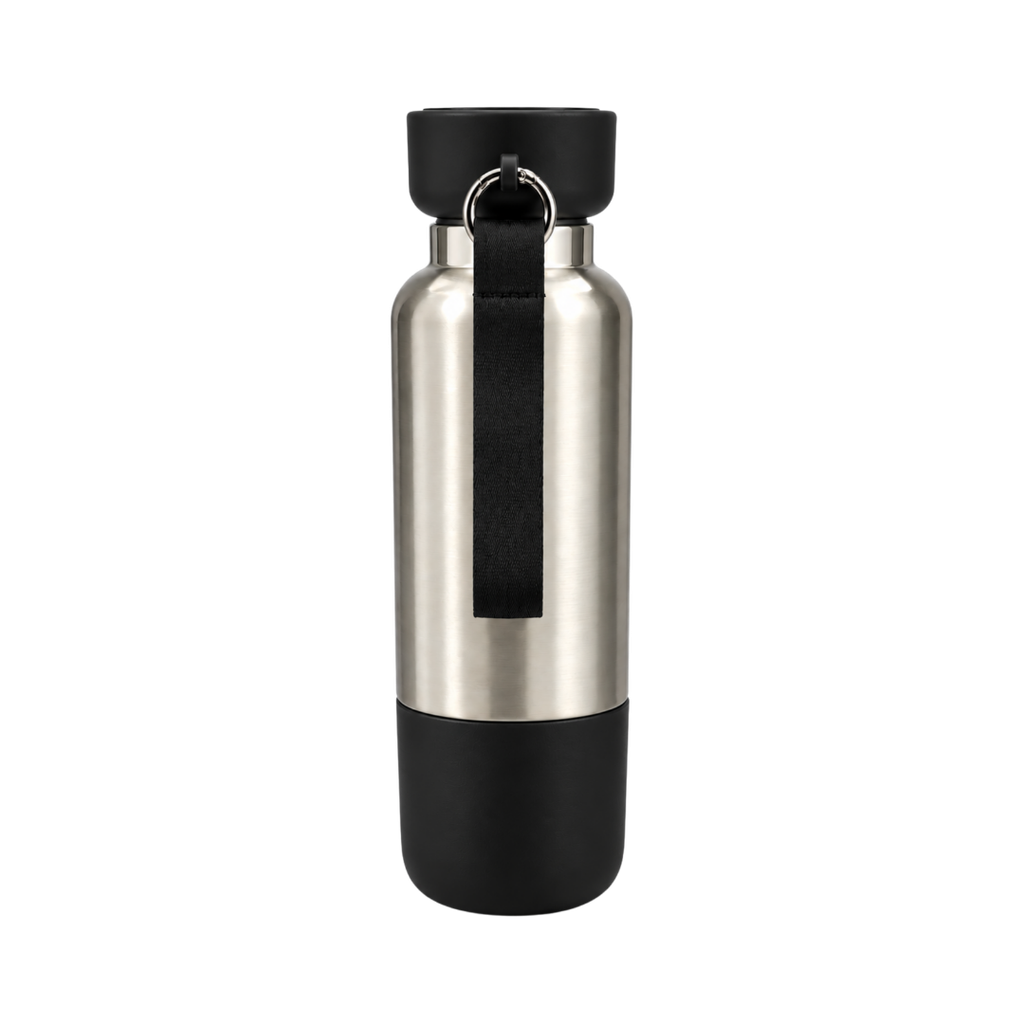 Termo Acero Inoxidable Negro 500 ml warrior con pastillero cinta y taza base plástica