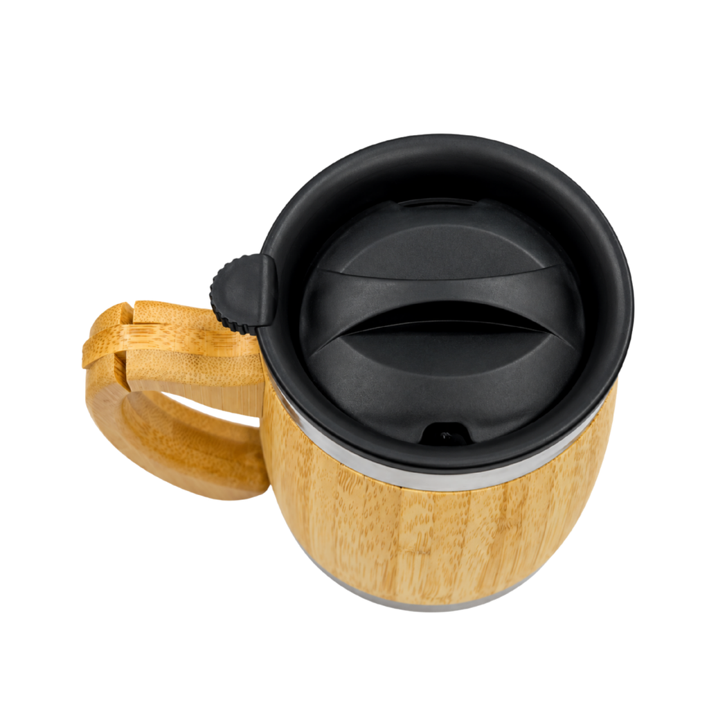 Taza Acero Inoxidable Natural 450 Ml Jar Doble Pared Exterior De Bambú