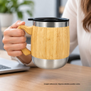 Taza Acero Inoxidable Natural 450 Ml Jar Doble Pared Exterior De Bambú