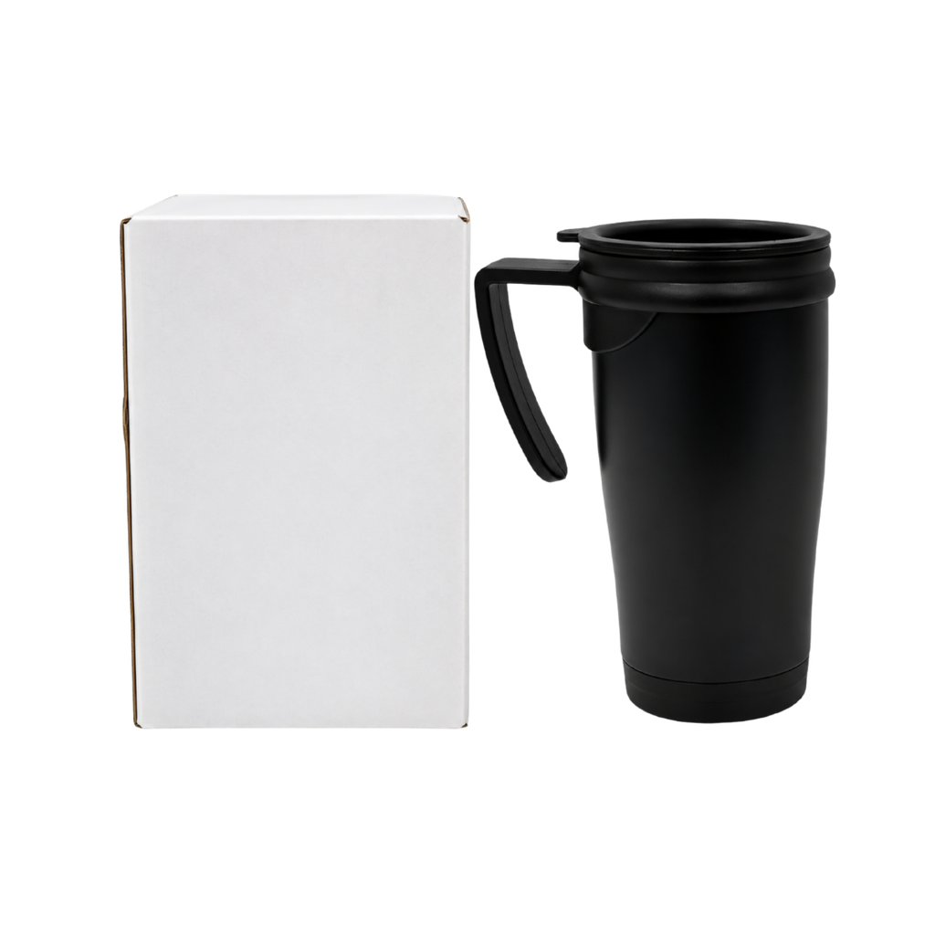 Taza, Acero Inoxidable, Negro Mate, 450 Ml Dull Con , Interior Plastico  