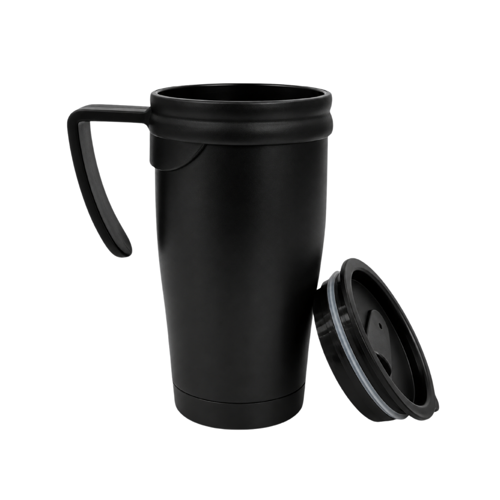 Taza, Acero Inoxidable, Negro Mate, 450 Ml Dull Con , Interior Plastico  